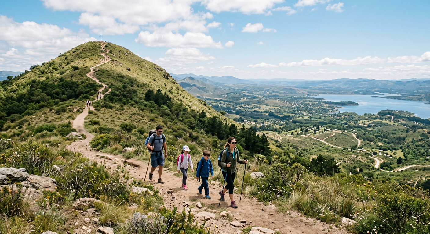 Sendero del Cerro Pan de Azúcar con vista al lago San Roque