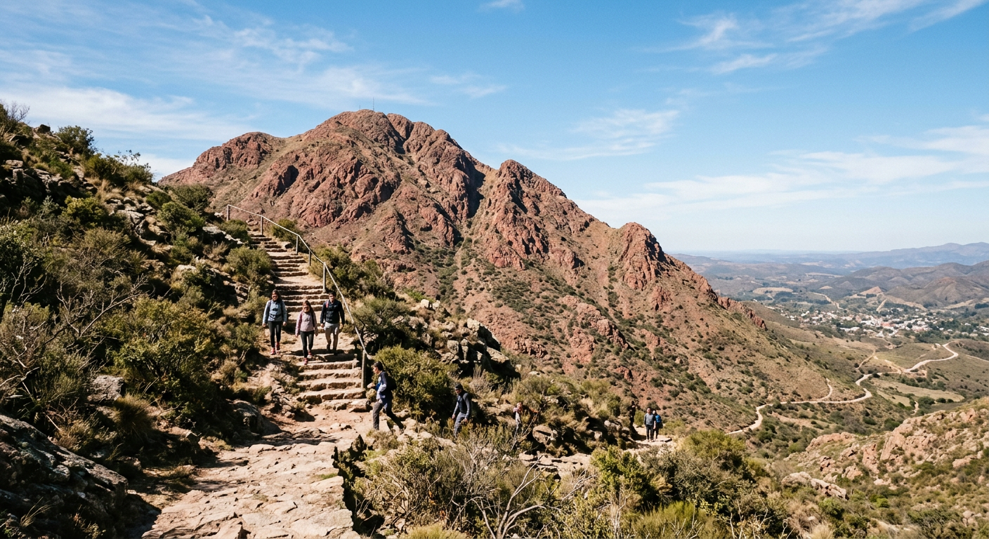 Sendero de escalones de piedra en el Cerro Uritorco